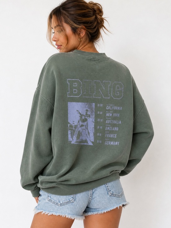 Anine Bing Tops - Anine Bing Cody Bing Live Sweatshirt Sage Green Oversized XS NWOT